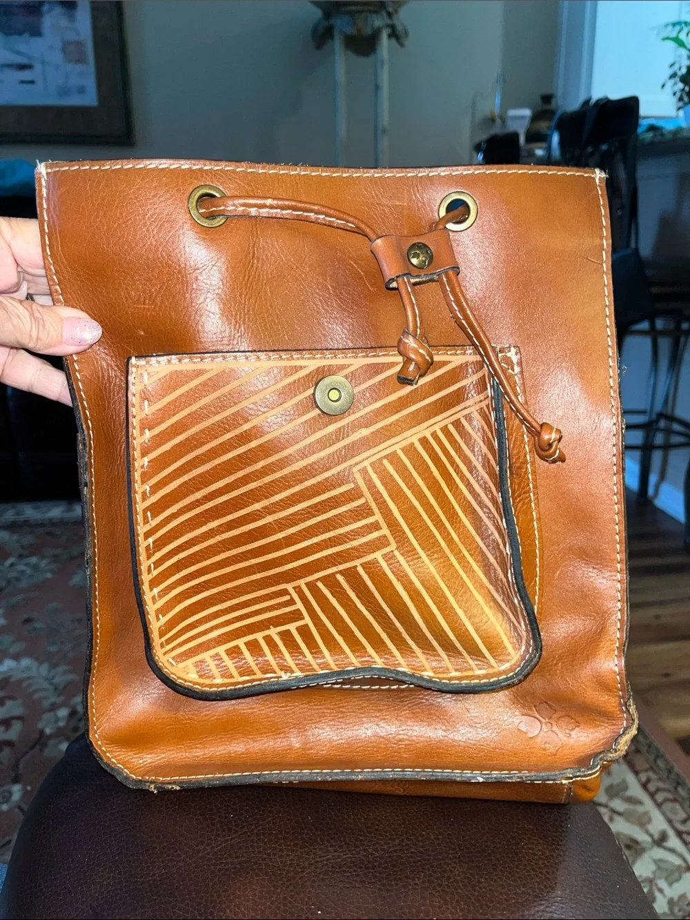 EUC Patricia Nash Tooled Embossed Leather Backpack